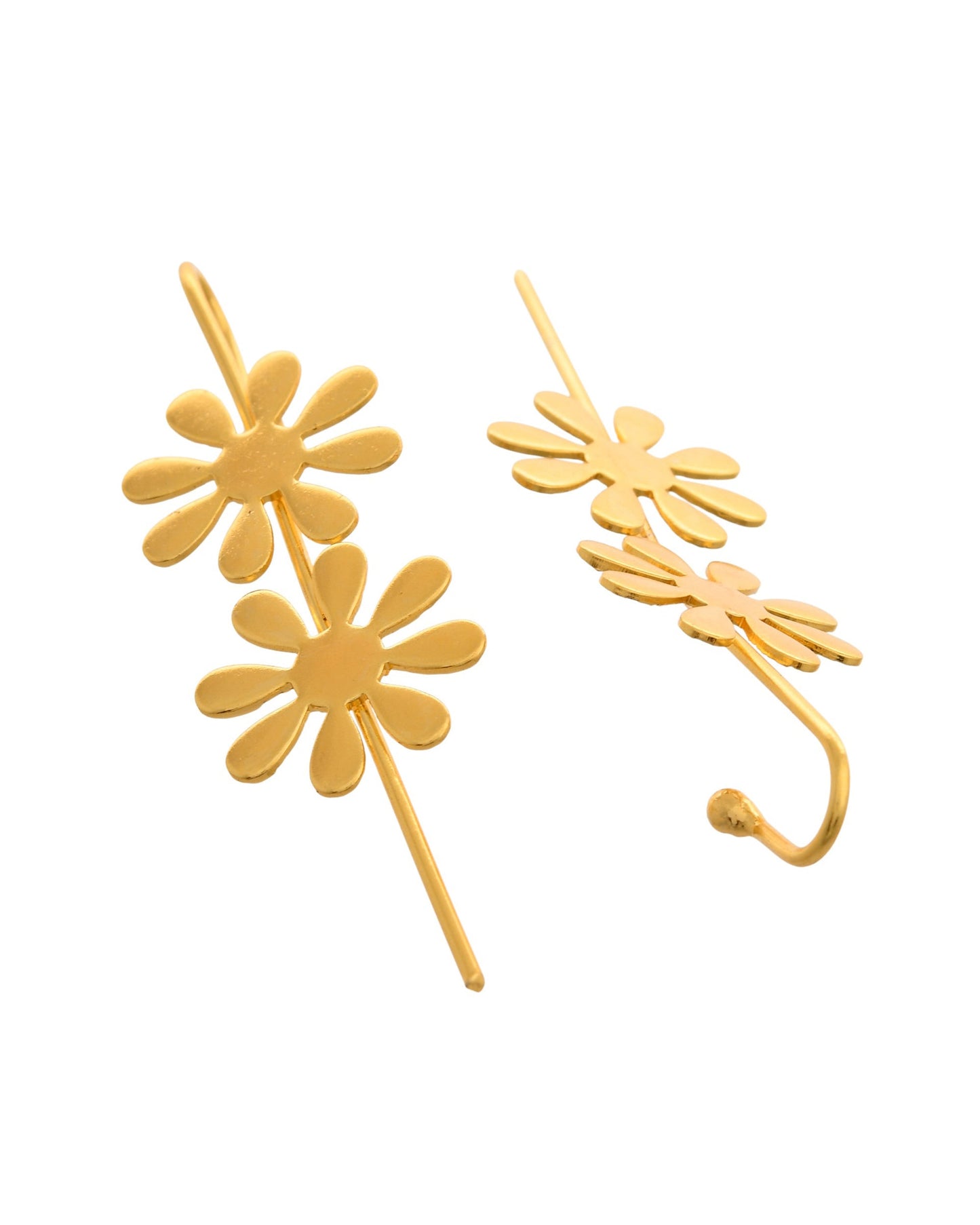 VOJ Gold Polished Floral Shaped Anti Tarnished Ear Cuff - Swadesiicart