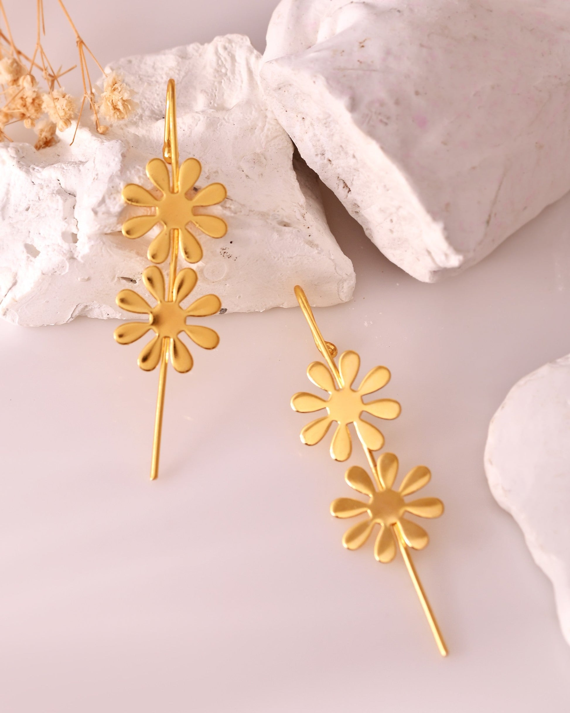 VOJ Gold Polished Floral Shaped Anti Tarnished Ear Cuff - Swadesiicart