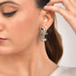 VOJ Silver Plated Oxidized Parrot Shaped Studs Earrings - Swadesiicart