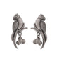 VOJ Silver Plated Oxidized Parrot Shaped Studs Earrings - Swadesiicart