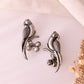 VOJ Silver Plated Oxidized Parrot Shaped Studs Earrings - Swadesiicart
