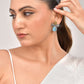 VOJ Silver Toned Blue Stone Studded Elegant Earrings - Swadesiicart