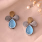 VOJ Silver Toned Blue Stone Studded Elegant Earrings - Swadesiicart