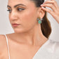 VOJ Silver Toned Teal Stone Studded Elegant Earrings - Swadesiicart