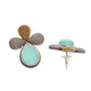VOJ Silver Toned Teal Stone Studded Elegant Earrings - Swadesiicart