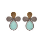 VOJ Silver Toned Teal Stone Studded Elegant Earrings - Swadesiicart