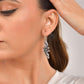 VOJ Silver Plated Floral Shaped Drop Earrings - Swadesiicart