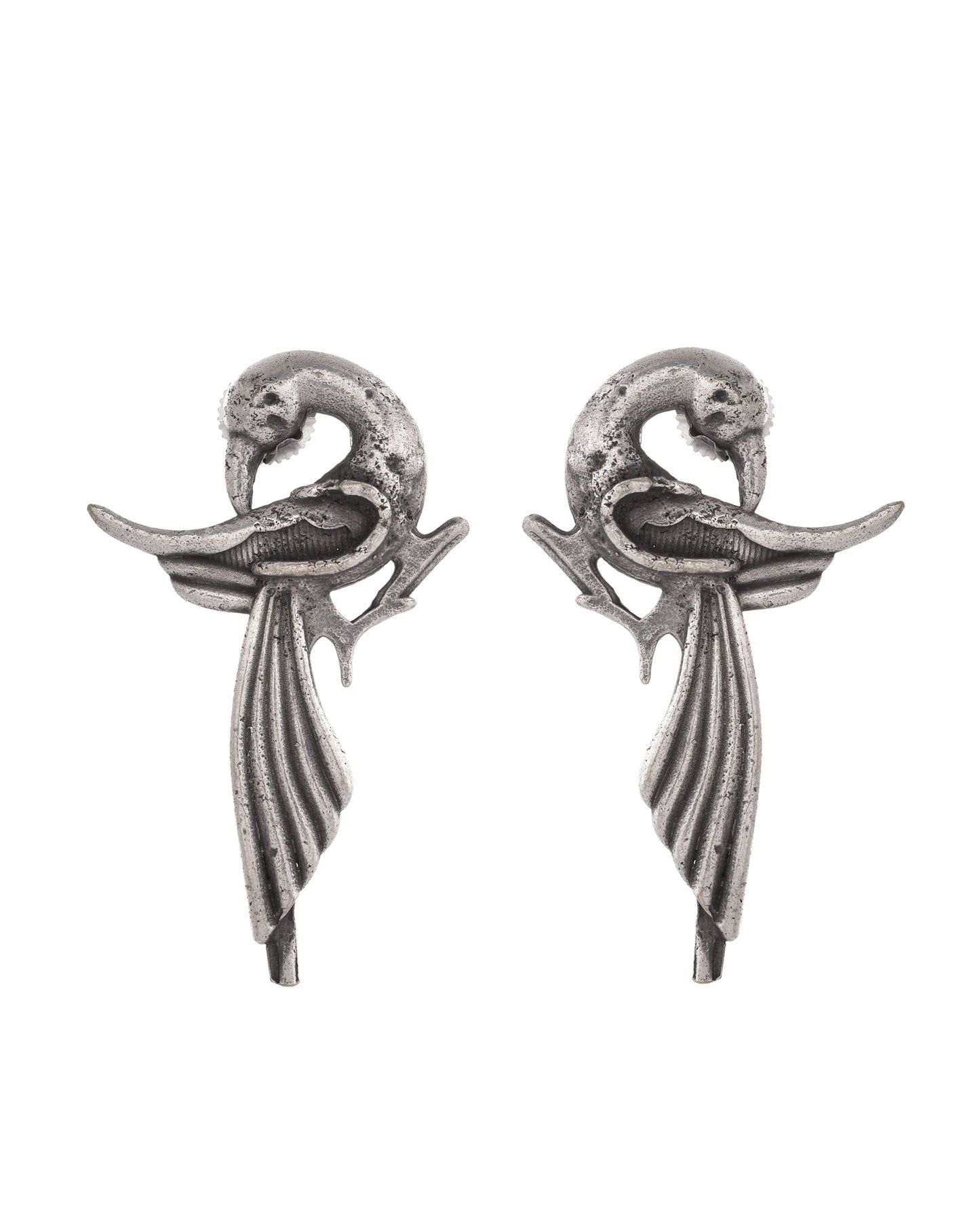 VOJ Silver Plated Bird Shaped Designer Studs Earrings - Swadesiicart