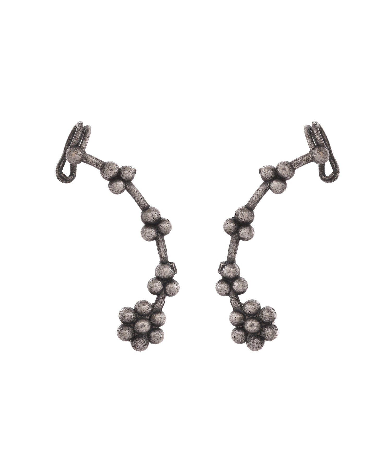 VOJ Silver Toned Floral Designer Ear Cuff - Swadesiicart