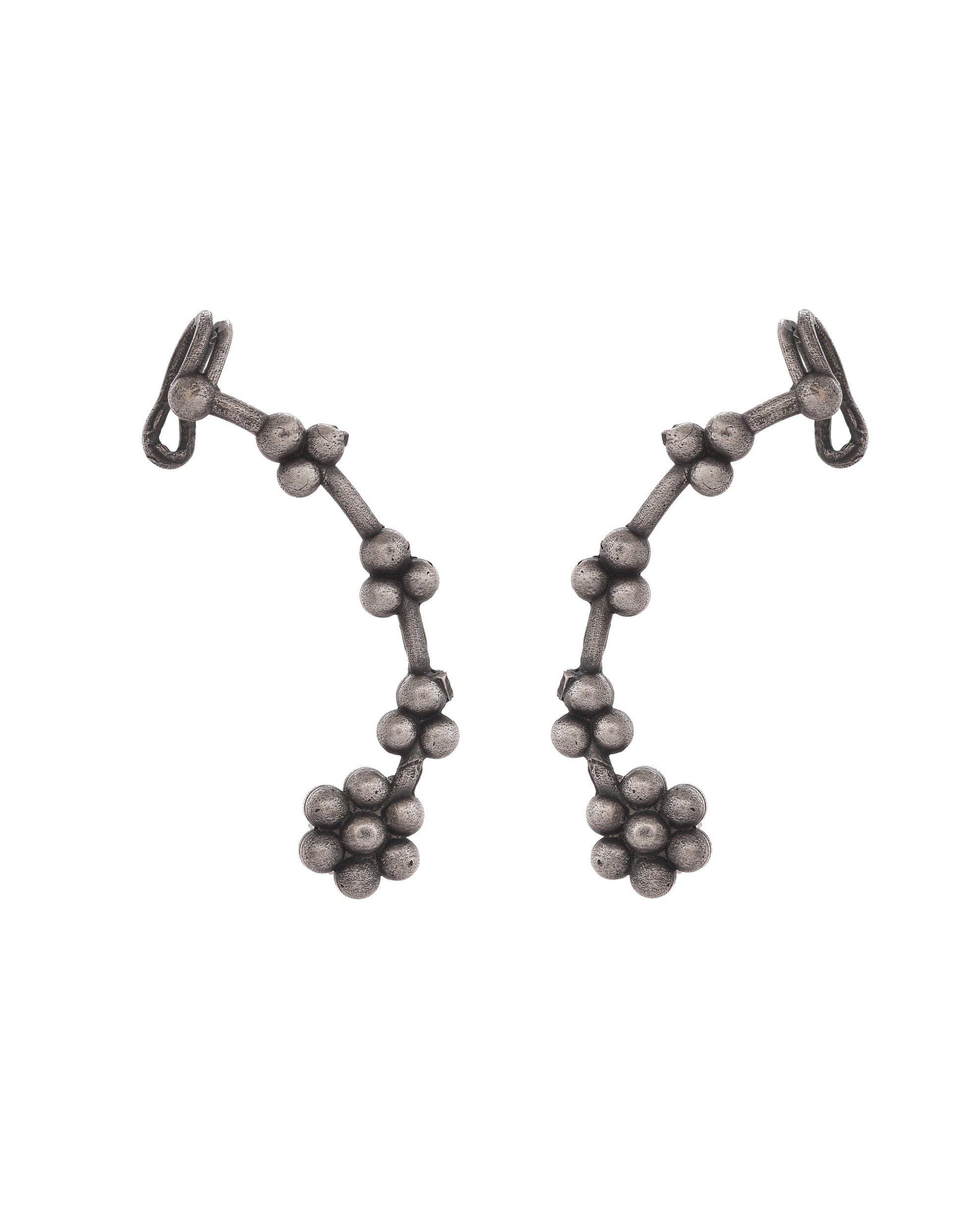 VOJ Silver Toned Floral Designer Ear Cuff - Swadesiicart