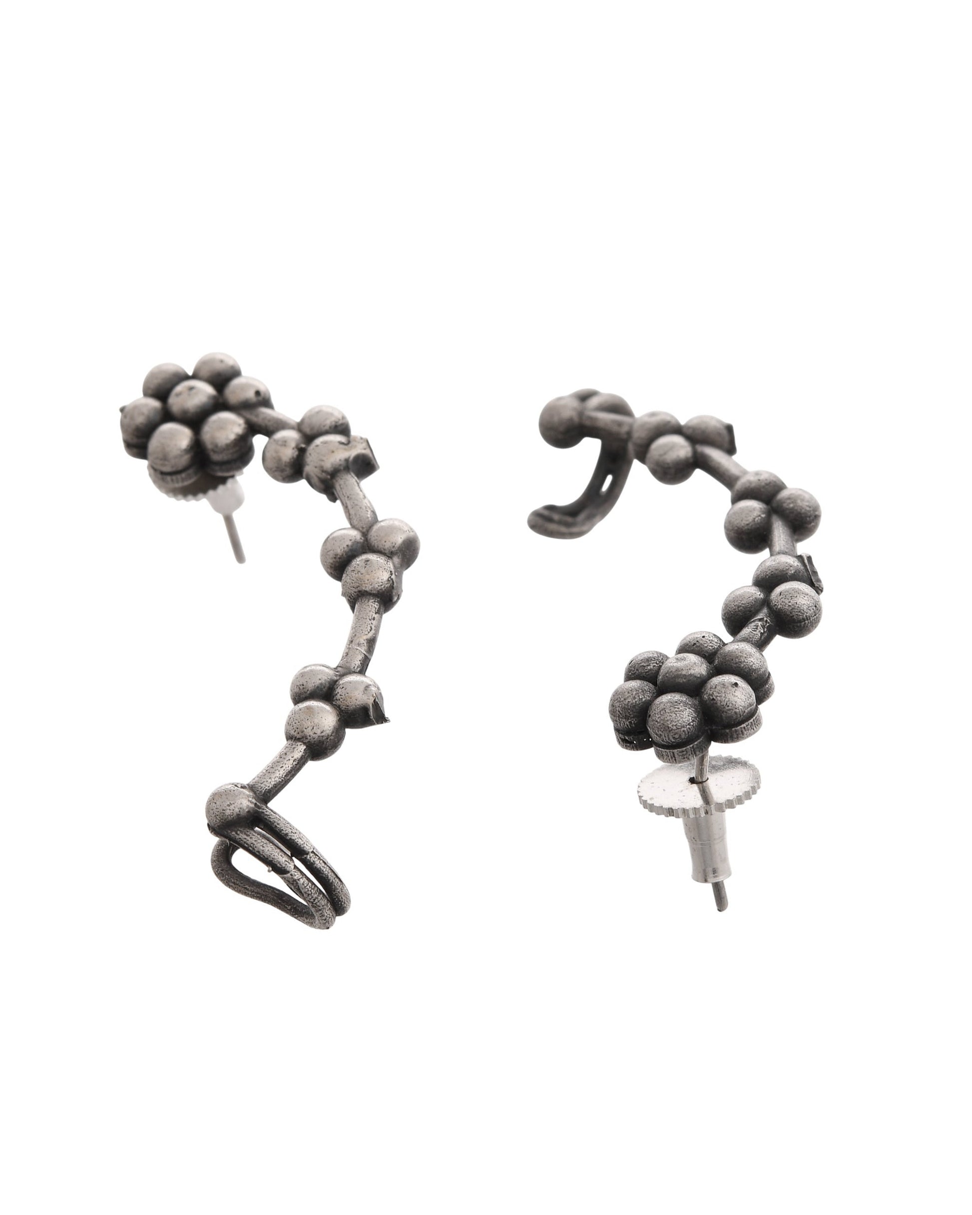 VOJ Silver Toned Floral Designer Ear Cuff - Swadesiicart