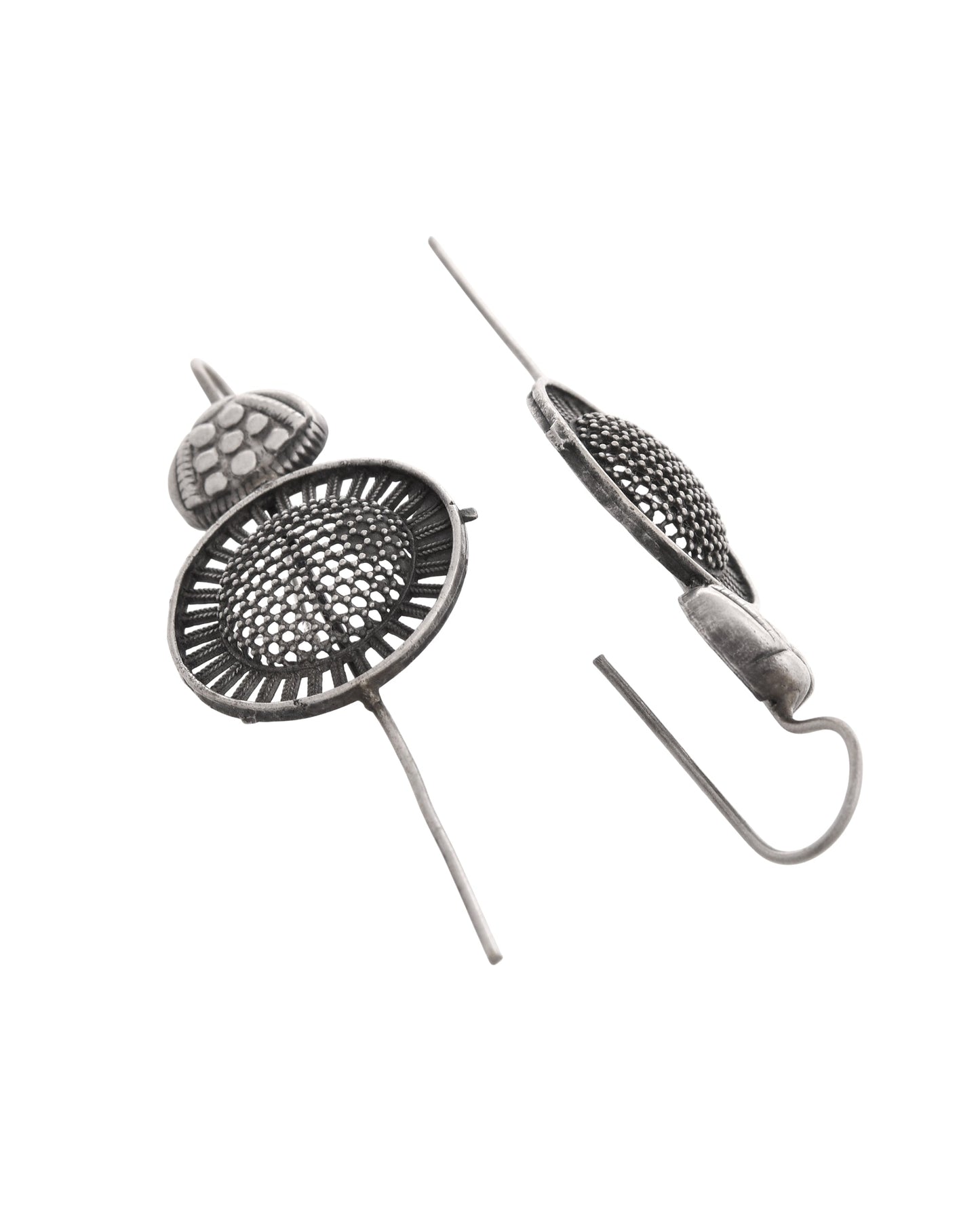 VOJ Silver Plated Circular Shaped Ear Cuff - Swadesiicart