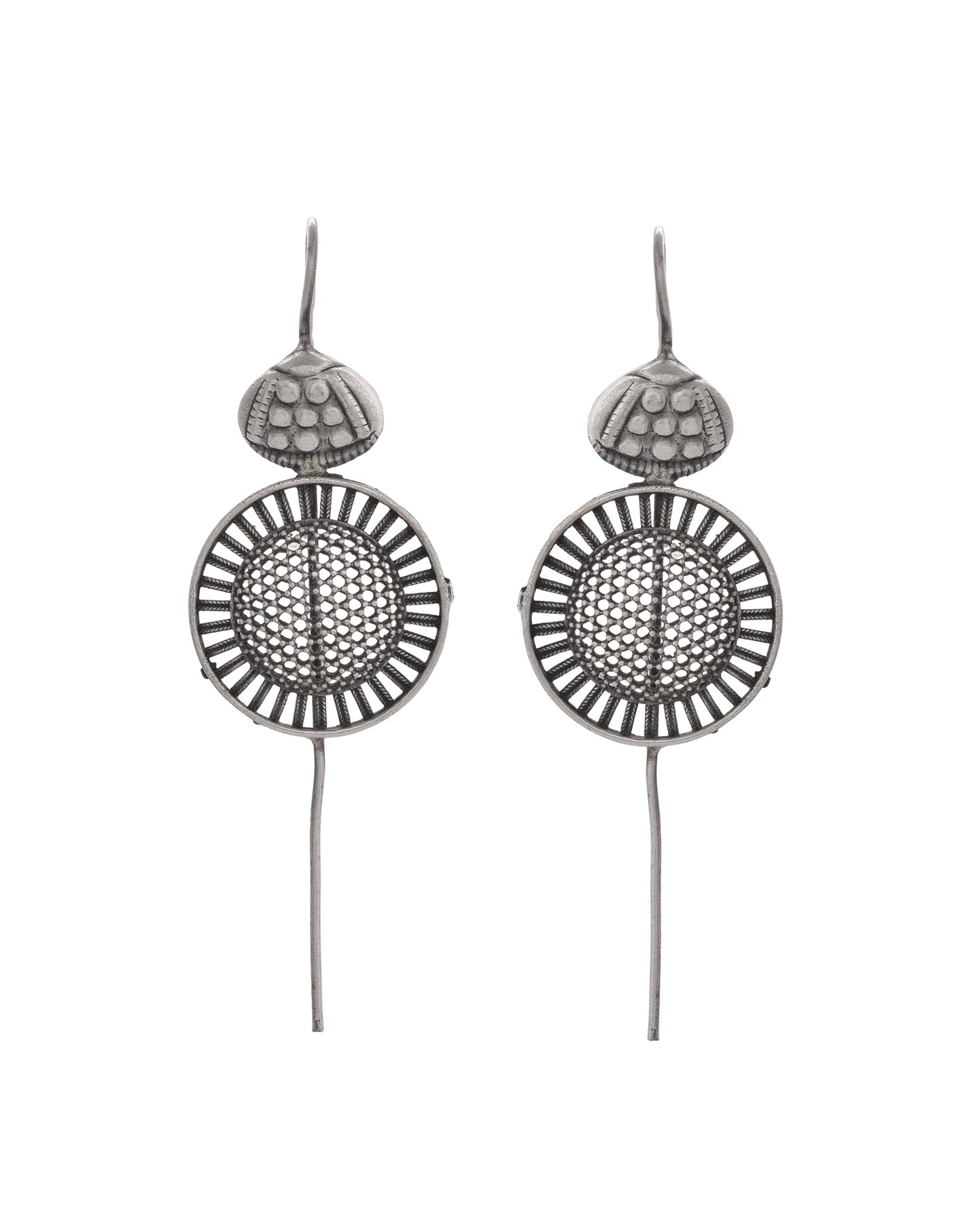 VOJ Silver Plated Circular Shaped Ear Cuff - Swadesiicart