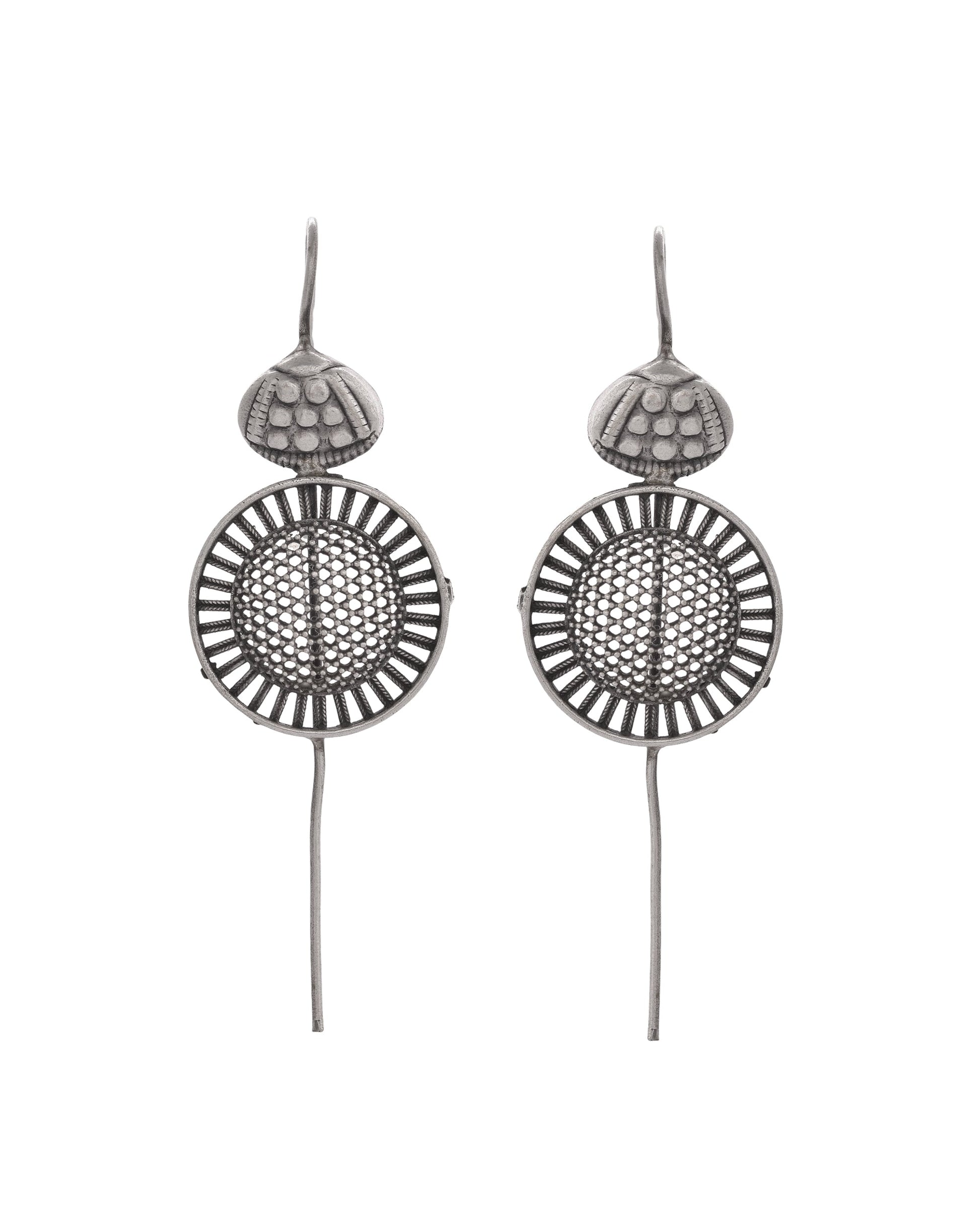 VOJ Silver Plated Circular Shaped Ear Cuff - Swadesiicart