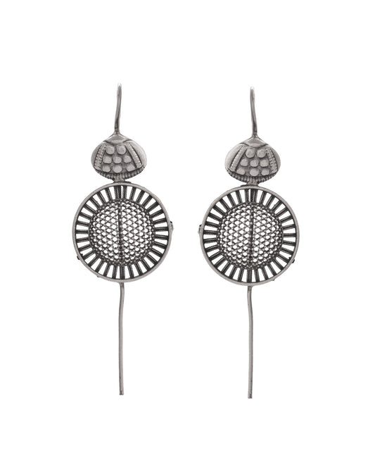 VOJ Silver Plated Circular Shaped Ear Cuff - Swadesiicart