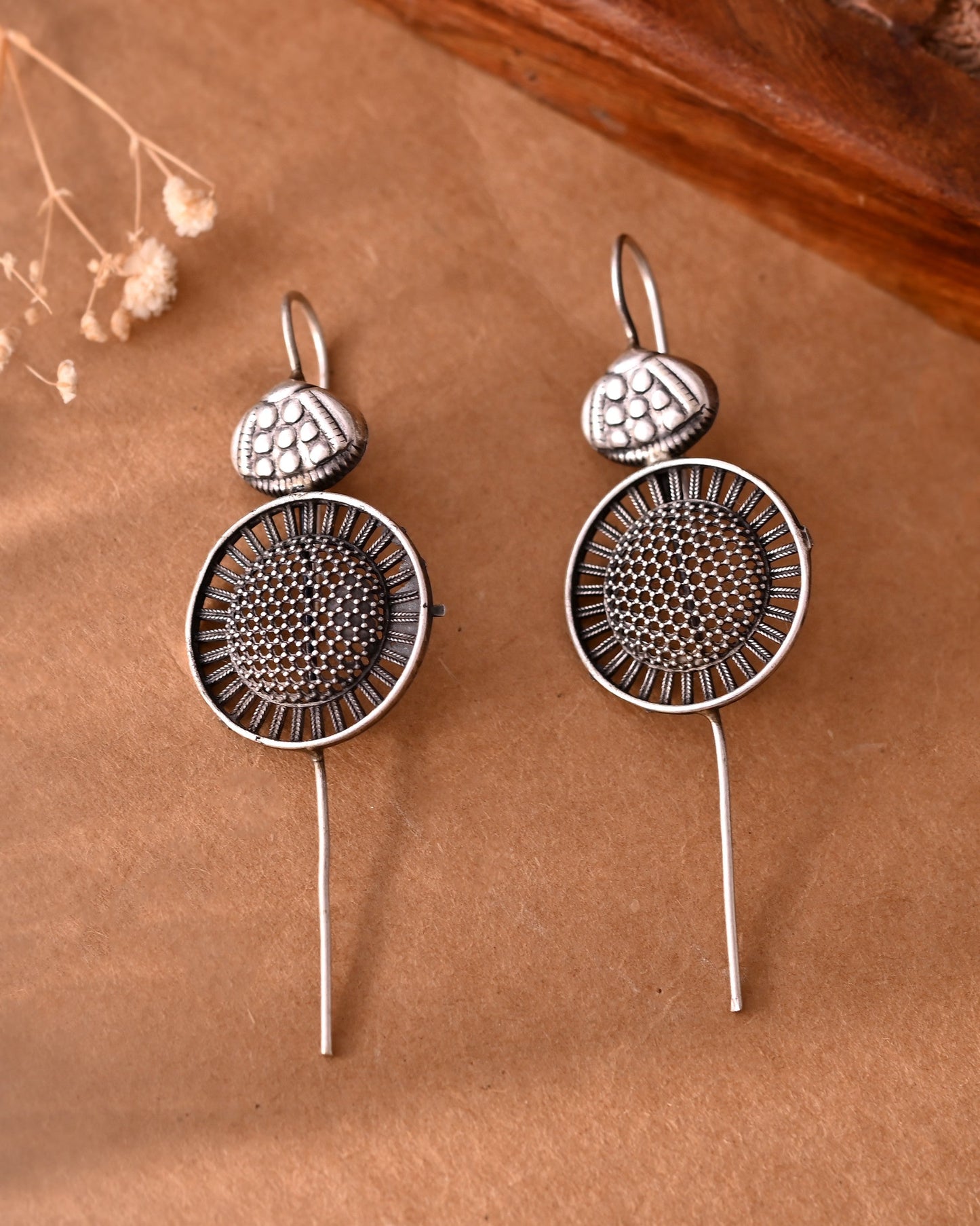 VOJ Silver Plated Circular Shaped Ear Cuff - Swadesiicart