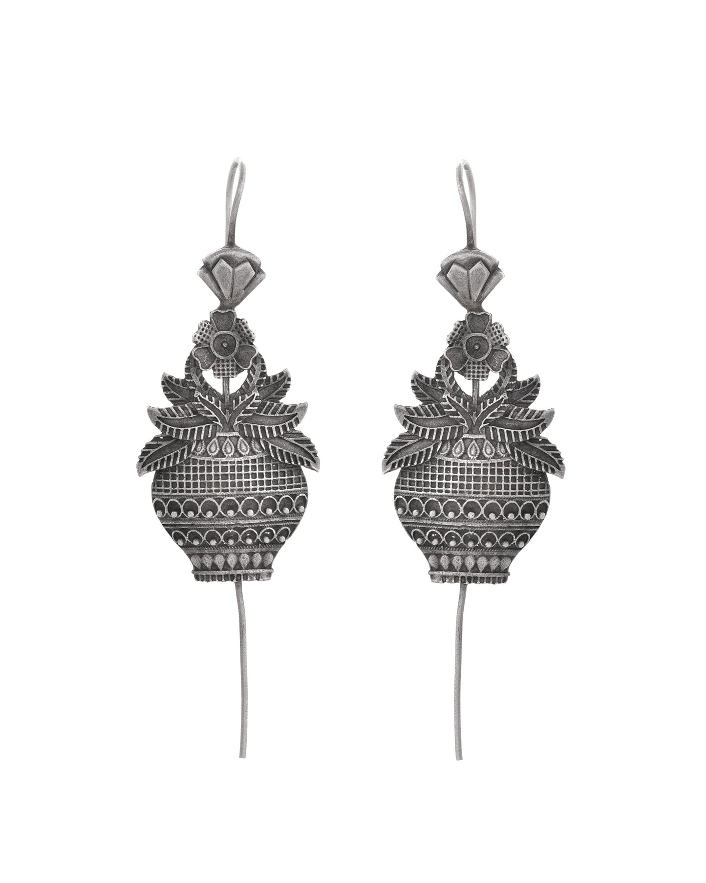 VOJ Silver Toned Designer Floral Shaped Ear Cuff - Swadesiicart
