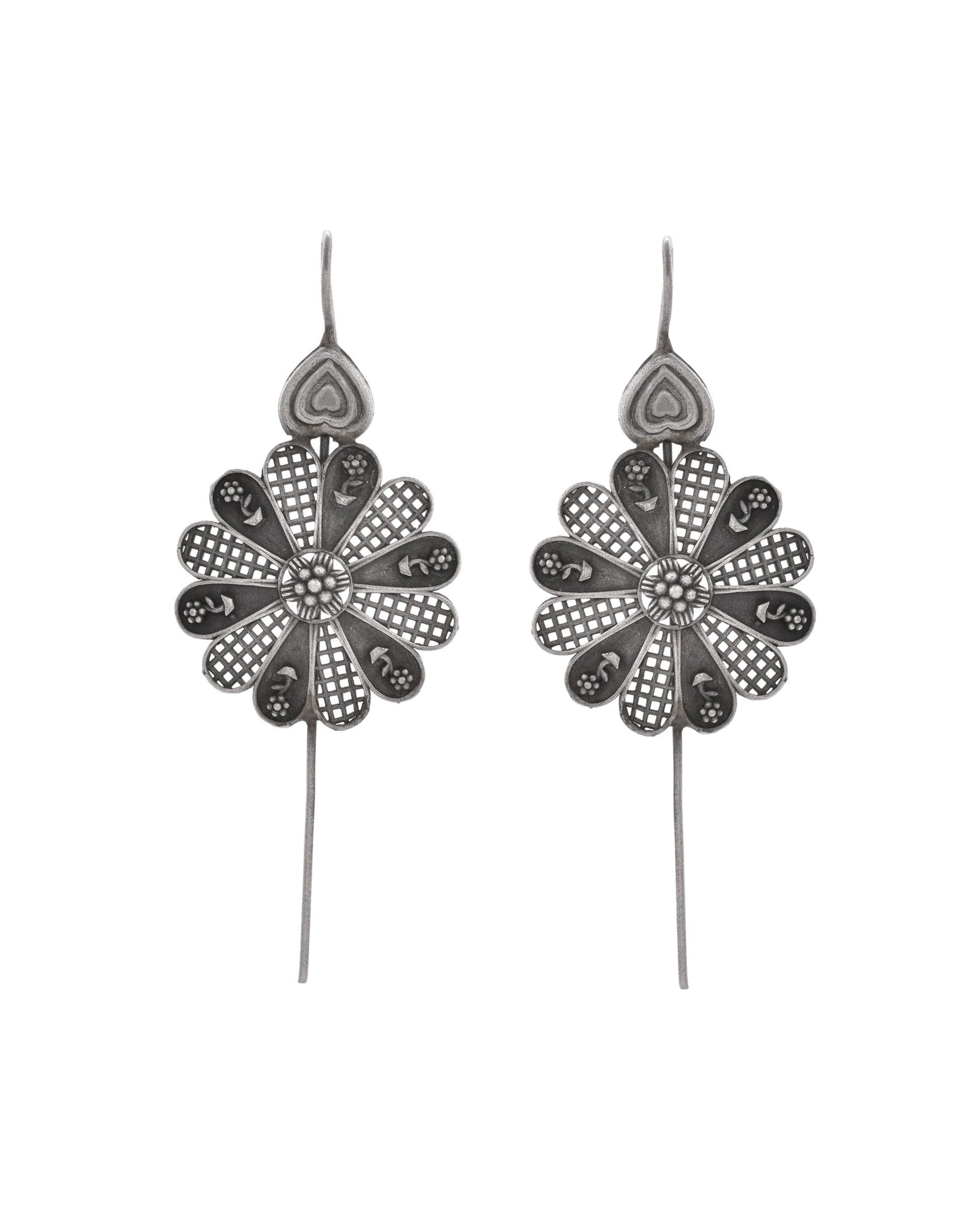 VOJ Silver Plated Flower Shaped Elegant Ear Cuff - Swadesiicart