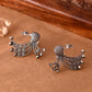 VOJ Silver Plated Dancing Peacock Shaped Studs Earrings - Swadesiicart
