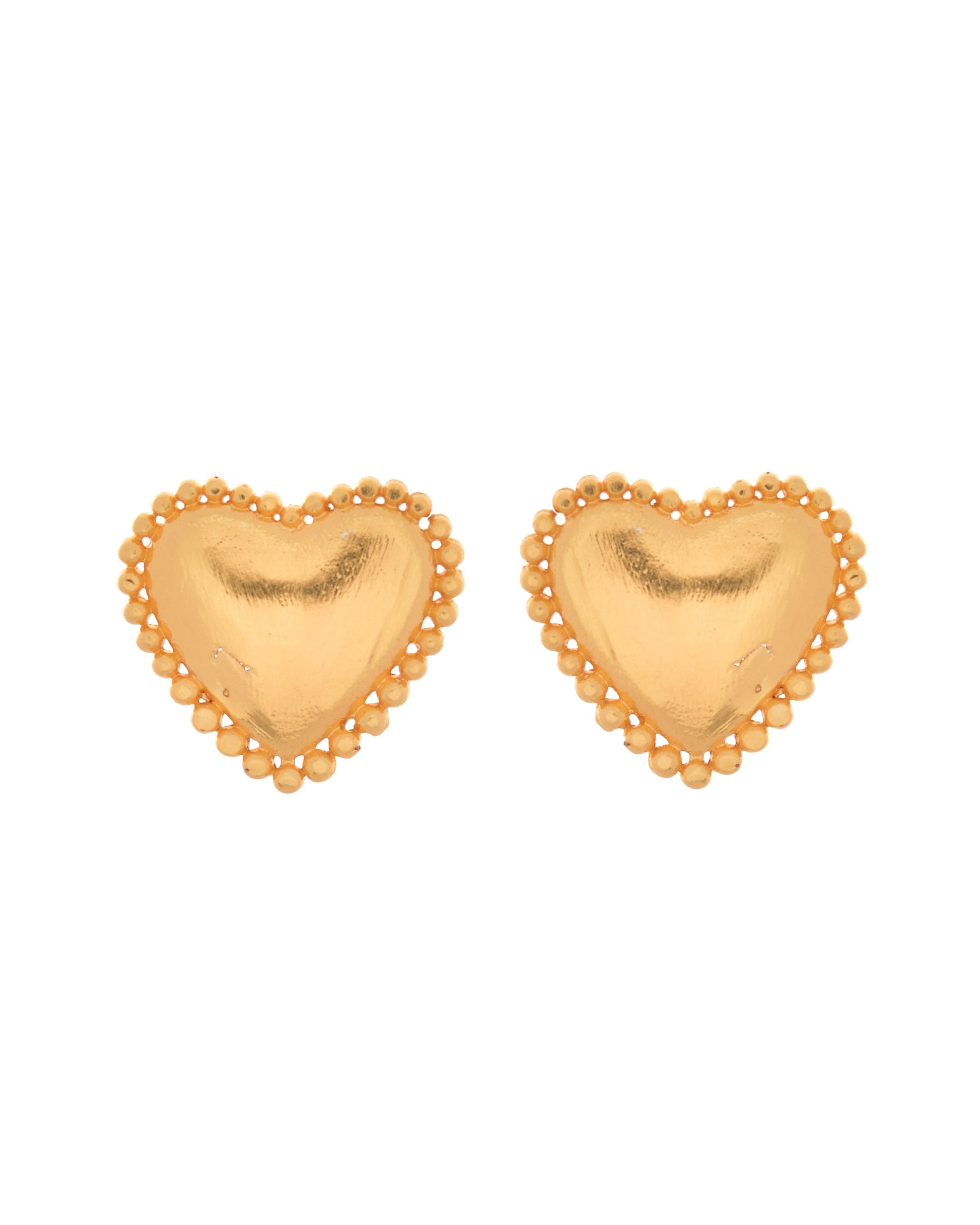 VOJ Gold Polished Heart Shaped Studs Earrings - Swadesiicart