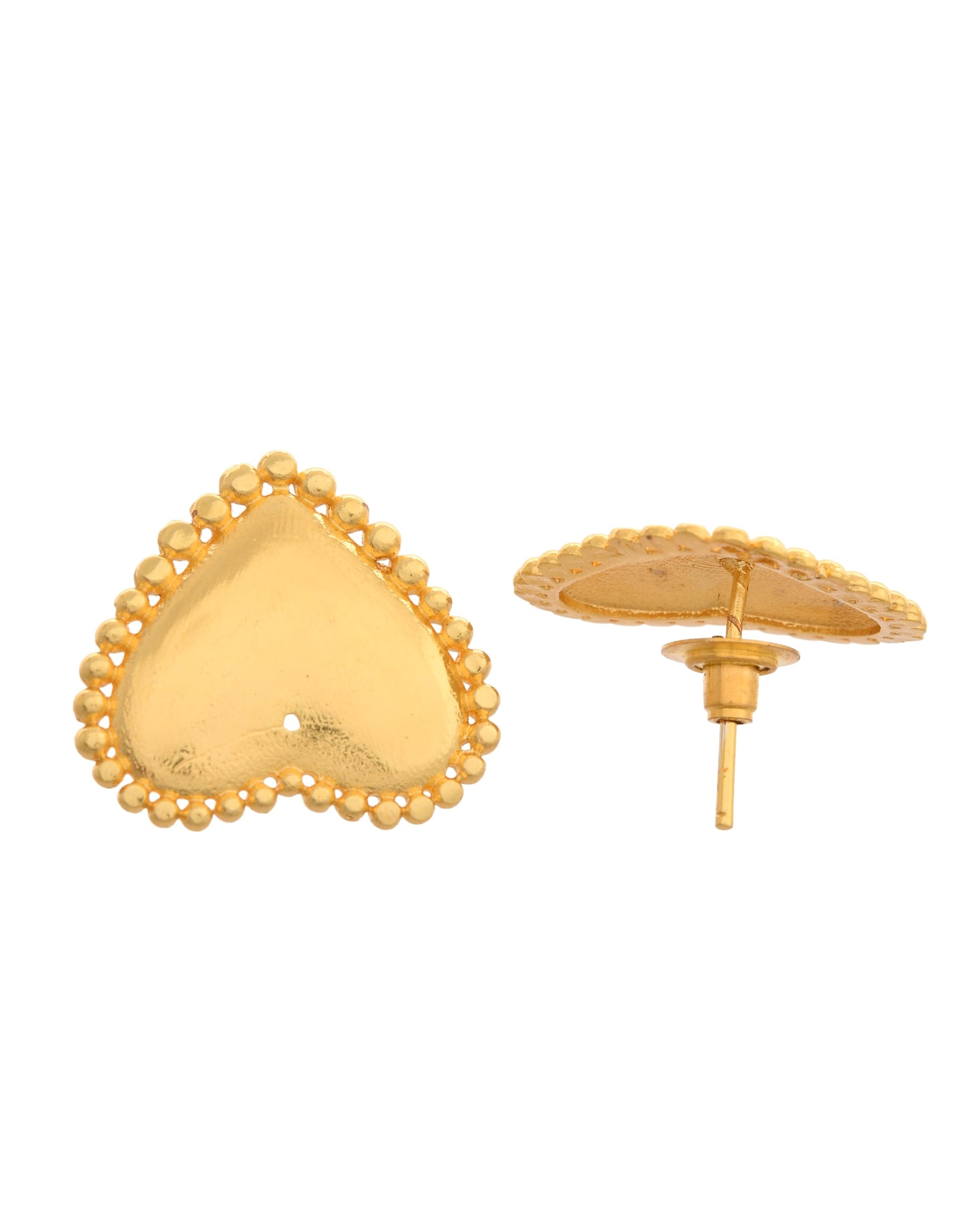 VOJ Gold Polished Heart Shaped Studs Earrings - Swadesiicart