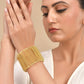 VOJ Gold Polished Anti Tarnished Cuff Bracelet For Women - Swadesiicart
