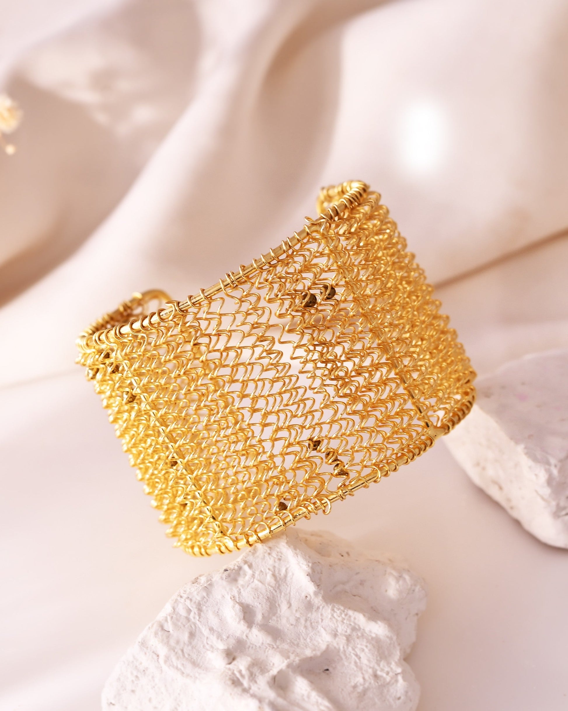 VOJ Gold Polished Anti Tarnished Cuff Bracelet For Women - Swadesiicart