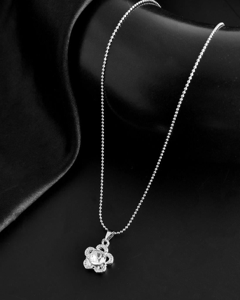 VOJ Silver Plated Flower Pandent Chain | Swadesiicart