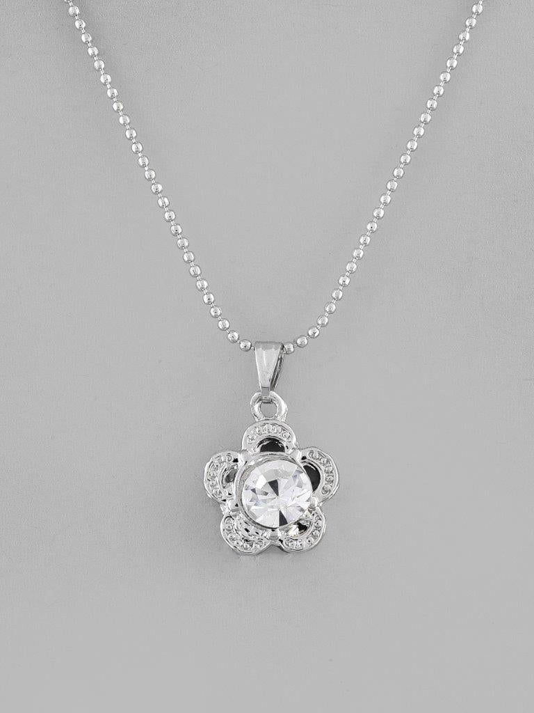 VOJ Silver Plated Flower Pandent Chain | Swadesiicart