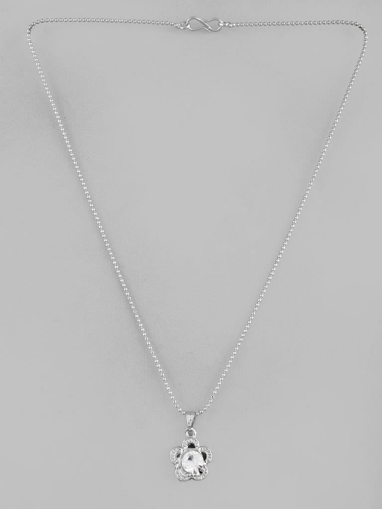 VOJ Silver Plated Flower Pandent Chain | Swadesiicart