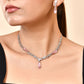 VOJ Silver Plated Baby Pink Stone Studded Ad Jewellery Set