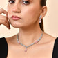 VOJ Silver Plated Baby Pink Stone Studded Ad Jewellery Set