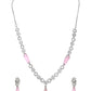 VOJ Silver Plated Baby Pink Stone Studded Ad Jewellery Set