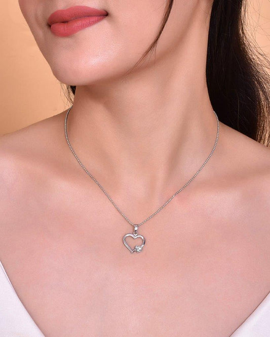 VOJ Silver Plated Heart Pandent Chain | Swadesiicart