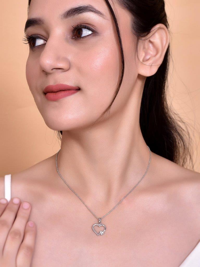 VOJ Silver Plated Heart Pandent Chain | Swadesiicart