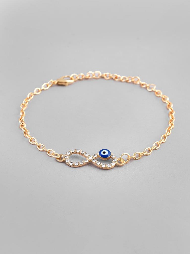 VOJ Gold-Polished Evil Eye Charm Bracelet - Swadesiicart