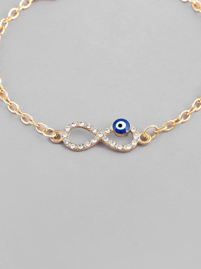 VOJ Gold-Polished Evil Eye Charm Bracelet - Swadesiicart