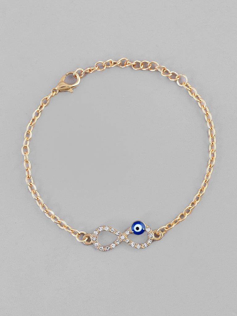 VOJ Gold-Polished Evil Eye Charm Bracelet - Swadesiicart