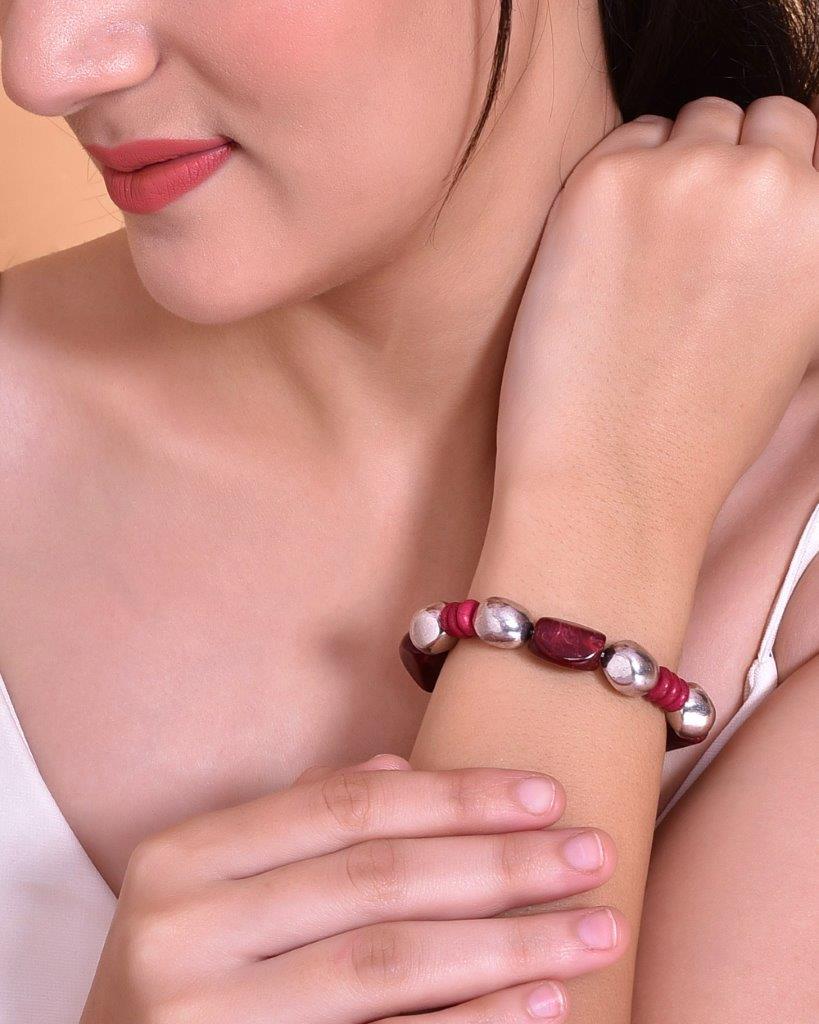 VOJ Beaded Elasticated Bracelet - Swadesiicart