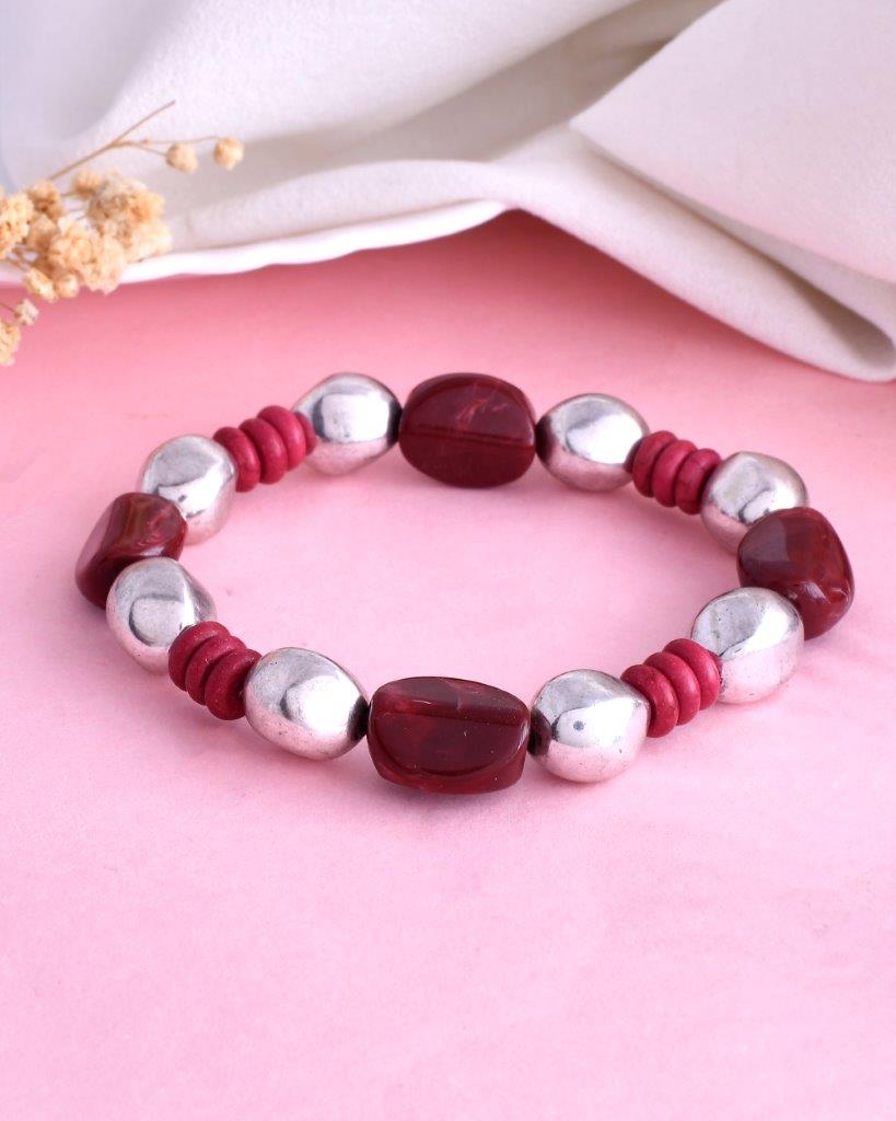 VOJ Beaded Elasticated Bracelet - Swadesiicart