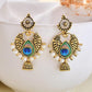 VOJ Gold-Polished Peacock Contemporay Jhumka Earrings - Swadesiicart