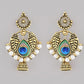 VOJ Gold-Polished Peacock Contemporay Jhumka Earrings - Swadesiicart