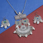 VOJ Oxidised Silver Plated Peacock Feather And Shell Jewellery Set - VOJ (Valley Of Jewellery)