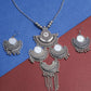 VOJ Oxidised Silver Plated Mirror And Ghungharoo Beads Jewellery Set - VOJ (Valley Of Jewellery)