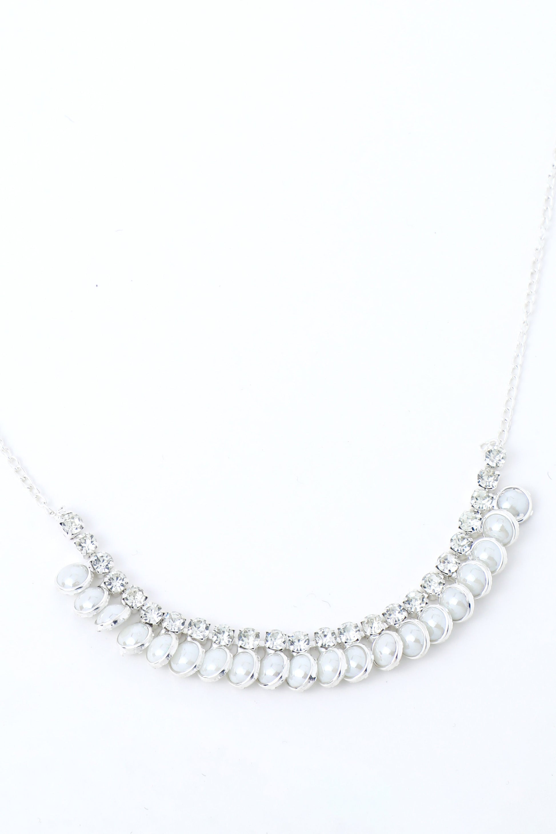 VOJ Silver Plated White Pearl Studded Choker Jewellery Set - Swadesiicart