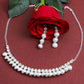 VOJ Silver Plated White Pearl Studded Choker Jewellery Set - VOJ (Valley Of Jewellery)