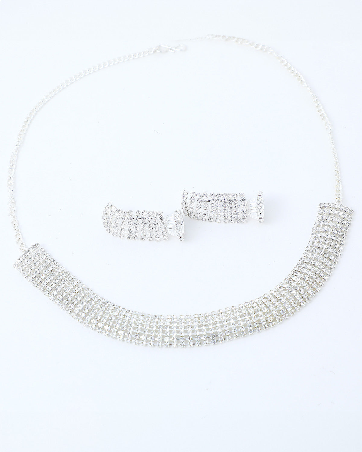 VOJ Silver Plated Stone Studded Choker Jewellery Set - Swadesiicart