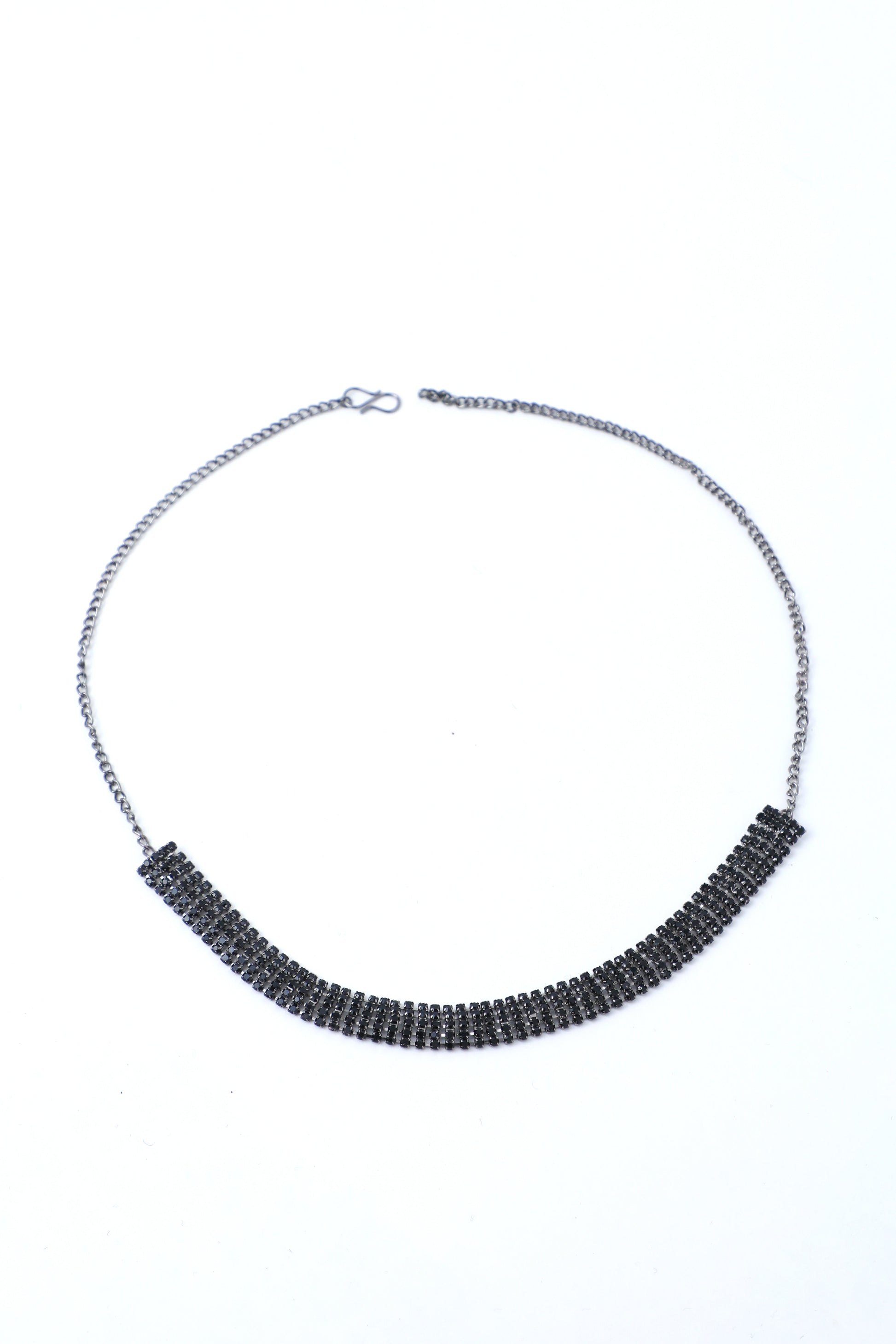 VOJ Black Stone Studded Choker Jewellery Set - Swadesiicart