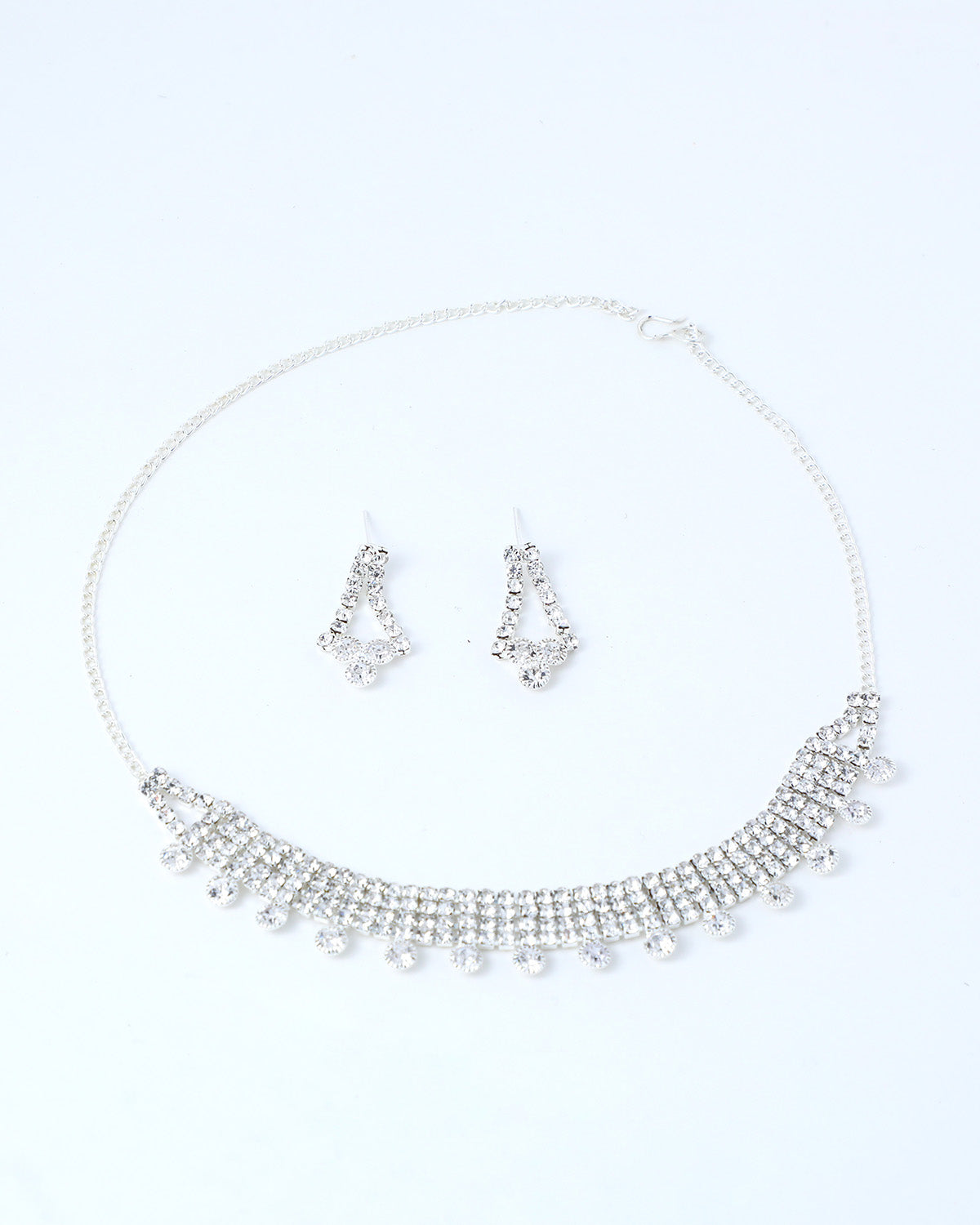 VOJ Silver Plated Stone Studded Choker Necklace And Earrings Set - Swadesiicart