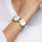 VOJ Gold-Polished With White Stone Studded Wraparound Bracelet - Swadesiicart